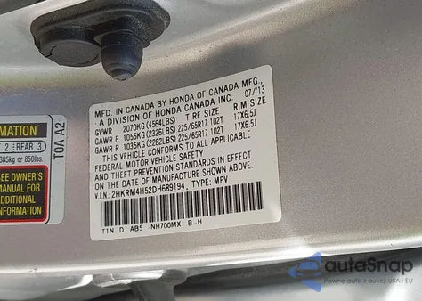 2013 Honda Cr-V Ex z USA, uszkodzony, nr VIN 2HKRM4H52DH689194